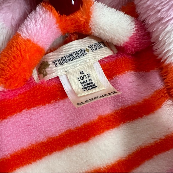 Tucker+Tate Girls Plush Hooded Comfy Long Pink Art Deco Tie Waist Robe Size M - Picture 5 of 8